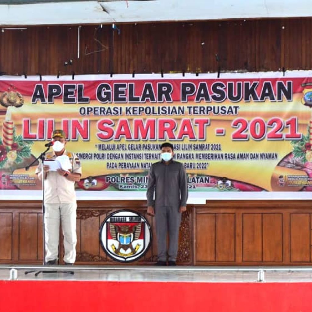 Bupati Minsel Pimpin Apel Gelar Pasukan Operasi Lilin Samrat 2021 Pengamanan Nataru
