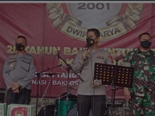 20 Tahun Bakti Untuk Negeri, Polres Kotamobagu Dan Kodim 1303 Bolmong Gelar Vaksin Covid-19