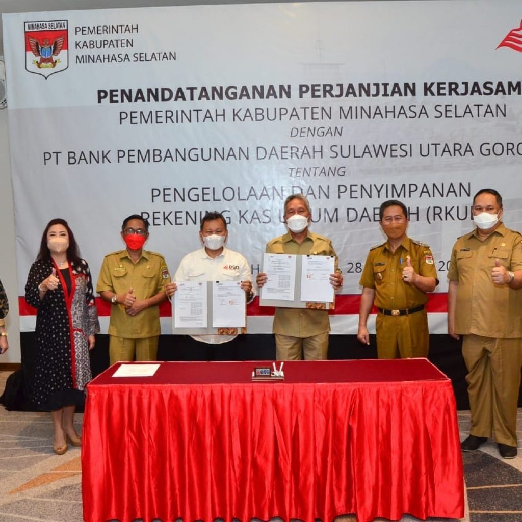 Bupati dan Wakil Bupati Minsel Lakukan Perjanjian Kerjasama Pengelolaan RKUD Dengan Pihak Bank SulutGo