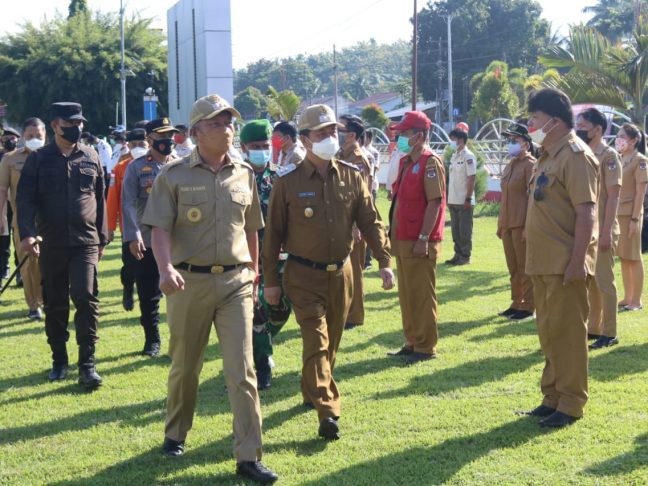 Bupati Franky Wongkar Inspektur Upacara Apel Penanganan Covid-19 Tahun 2022