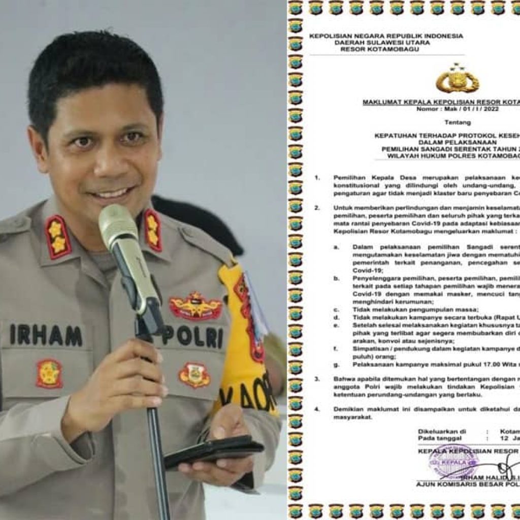  Kapolres Kotamobagu Keluarkan Maklumat Jelang Pilsang di Wilayah Kecamatan Lolayan dan Passi