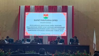 Bupati James Sumendap Hadiri Rapat Paripurna Rekomendasi DPRD Atas LKPJ Kepala Daerah Tahun 2022