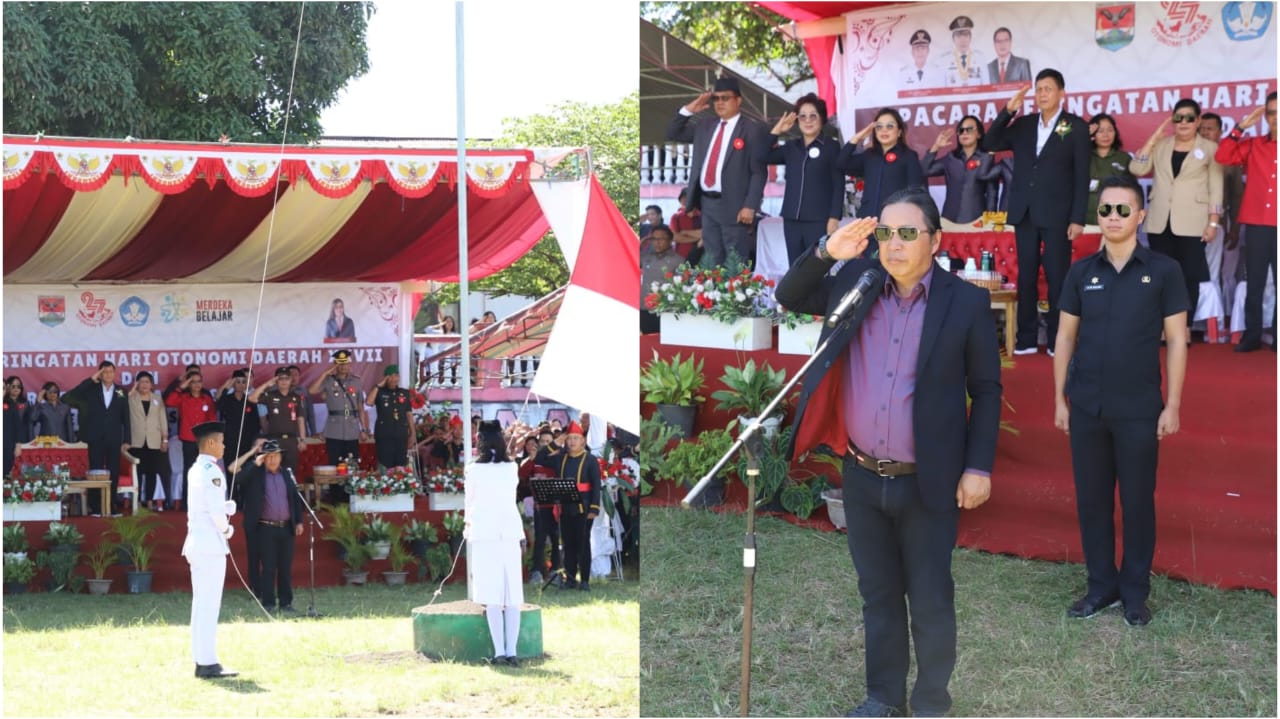 Bupati James Sumendap Irup Hari Pendidikan Nasional Dan Hari Otda di Mitra