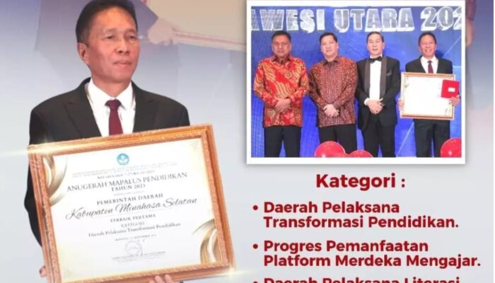 Pemkab Minsel Raih Penghargaan Anugerah Mapalus Pendidikan Dari Kemendikbud