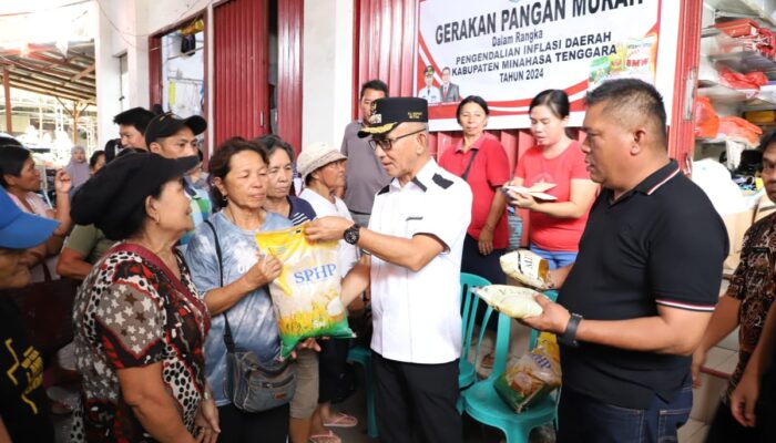 Pj Bupati Mitra Launching Gerakan Pangan Murah di Plaza Ratahan