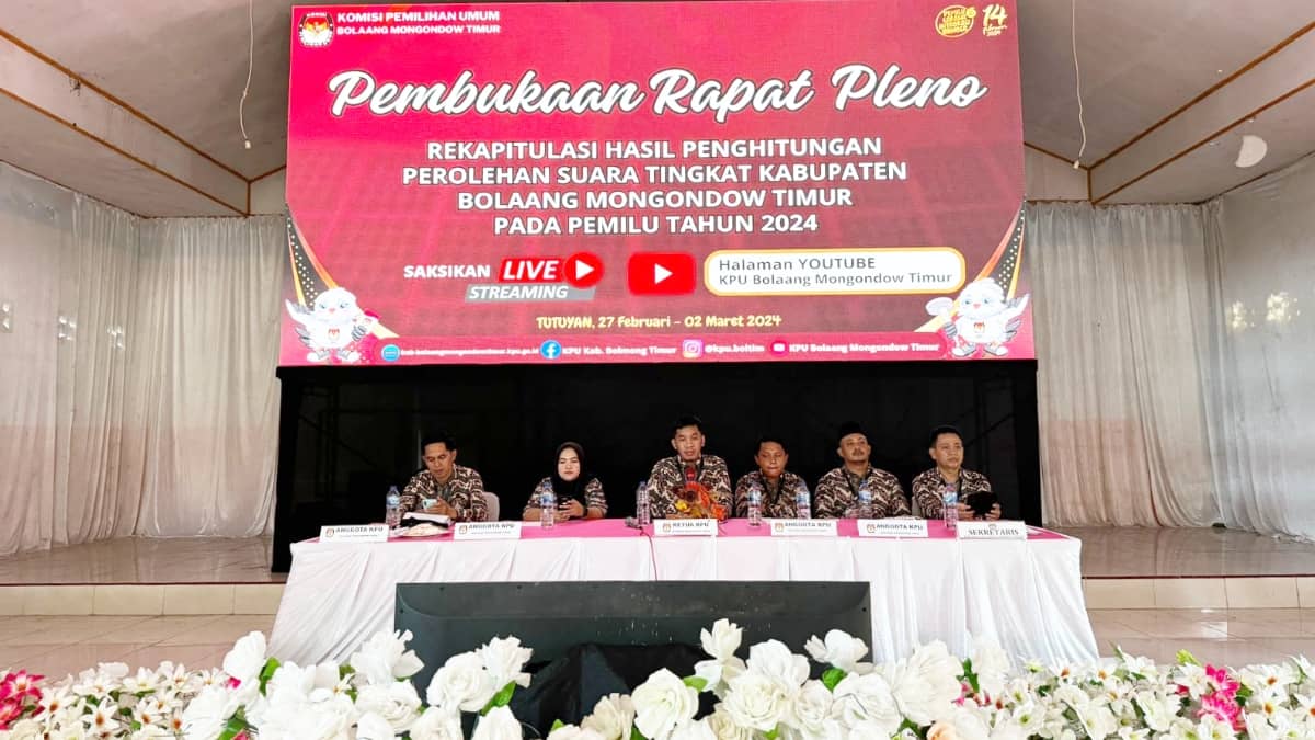KPU Boltim Gelar Rapat Pleno untuk Penetapan Kursi Parpol dan Calon Terpilih DPRD Boltim