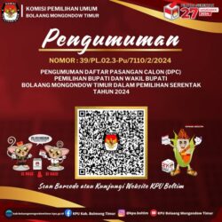 KPU Resmi Umumkan Pasangan Calon Pilkada Boltim 2024