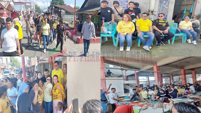 DLR-AAB Blusukan ke Pasar Rakyat Belang, Disambut Sorakan Dukungan Warga