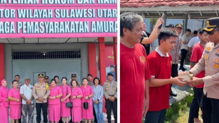 Ratusan Warga Binaan Lapas Amurang Polres Minsel dan Bhayangkari Bagikan Makanan