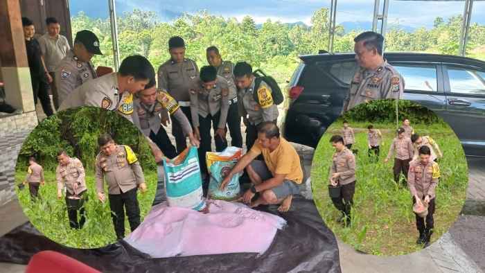 Polres Mitra Dukung Ketahanan Pangan, Gelar Pemberian Pupuk pada Lahan Jagung