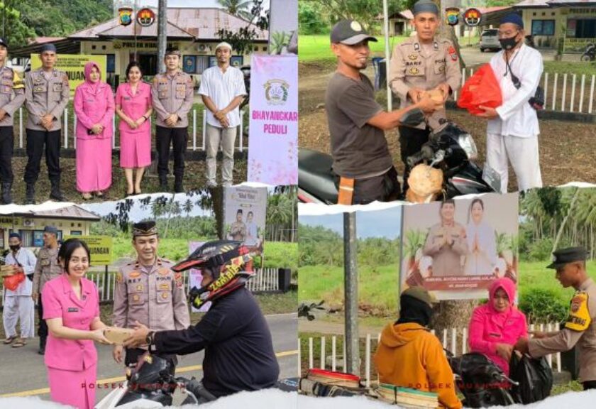 Kapolsek Nuangan dan Bhayangkari Berbagi Takjil untuk Warga yang Berpuasa