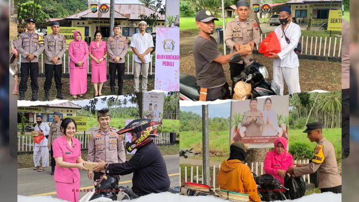 Kapolsek Nuangan dan Bhayangkari Berbagi Takjil untuk Warga yang Berpuasa