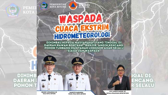 Wali Kota Bitung Imbau Warga Waspada Bencana di Musim Hujan