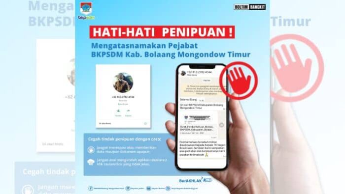 BKPSDM Boltim Peringatkan Modus Penipuan Digital Mengatasnamakan Pejabat
