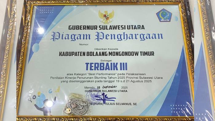 Boltim Sabet Penghargaan Terbaik III Nasional, Bukti Keseriusan Tekan Angka Stunting