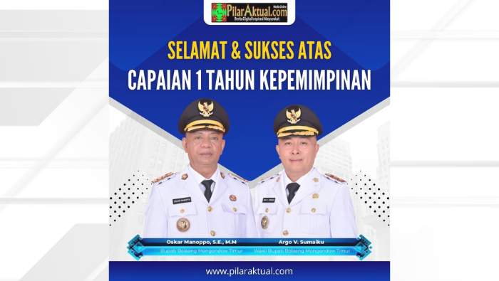 Satu Tahun Kepemimpinan Oskar Manoppo-Argo Sumaiku, Fondasi Pembangunan Bolaang Mongondow Timur Kian Terlihat
