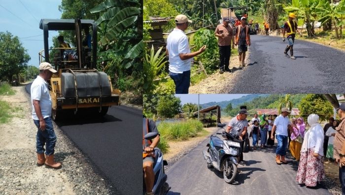 Bupati Oskar Manoppo Tinjau Langsung Proses Pengaspalan Jalan Desa Matabulu Bersatu