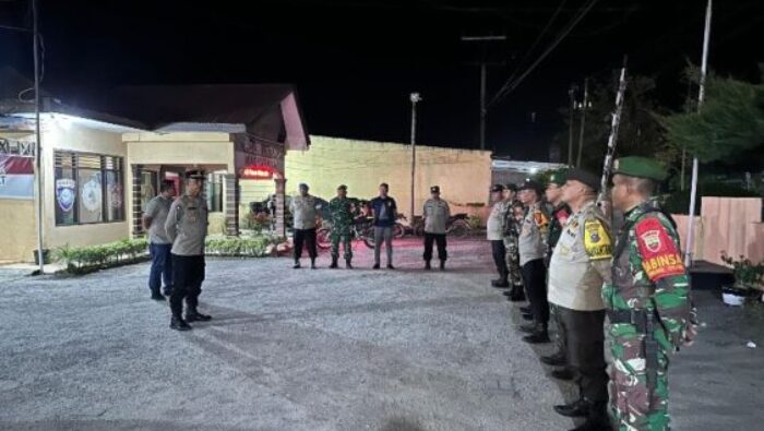Perkuat Kamtibmas, Koramil 09/NL Bersama Forkopimcam Gelar Patroli Skala Besar di Bilah Hilir