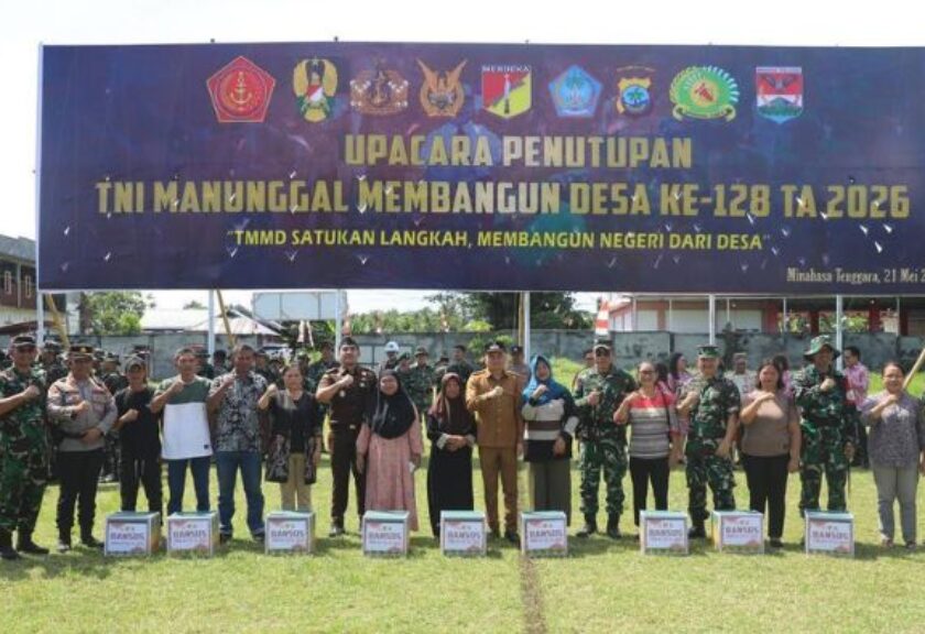 Bupati Ronald Kandoli Hadiri Penutupan TMMD ke-128 di Belang, TNI dan Warga Perkuat Sinergi Desa