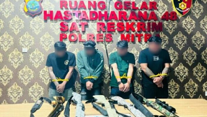 Viral di Facebook, Empat Pria Pamer Senjata Rakitan di Ratatotok Diamankan Polisi
