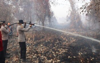 Lawan Karhutla, Kapolres Ketapang Turun ke Lapangan Padamkan Api Bersama Tim Gabungan