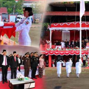 Wabup Fredy Tuda Pimpin Upacara Penurunan Bendera HUT RI ke-81 di Mitra