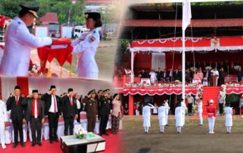Wabup Fredy Tuda Pimpin Upacara Penurunan Bendera HUT RI ke-81 di Mitra