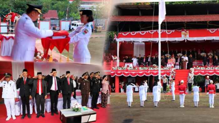 Wabup Fredy Tuda Pimpin Upacara Penurunan Bendera HUT RI ke-81 di Mitra