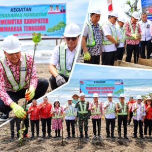 Bupati Ronald Kandoli Letakkan Batu Pertama Kampung Nelayan Merah Putih di Molompar Timur