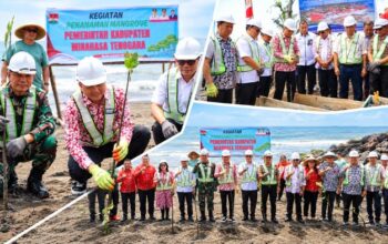 Bupati Ronald Kandoli Letakkan Batu Pertama Kampung Nelayan Merah Putih di Molompar Timur