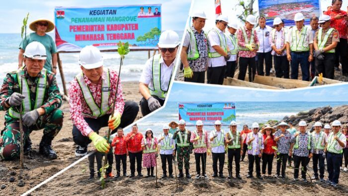 Bupati Ronald Kandoli Letakkan Batu Pertama Kampung Nelayan Merah Putih di Molompar Timur
