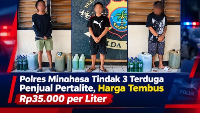 Polres Minahasa Tindak 3 Terduga Penjual Pertalite, Harga Tembus Rp35.000 per Liter
