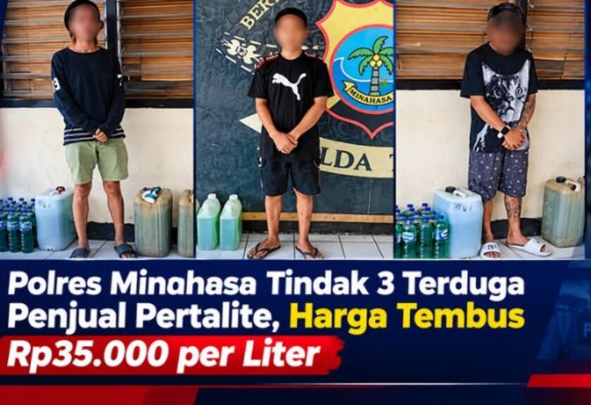Polres Minahasa Tindak 3 Terduga Penjual Pertalite, Harga Tembus Rp35.000 per Liter